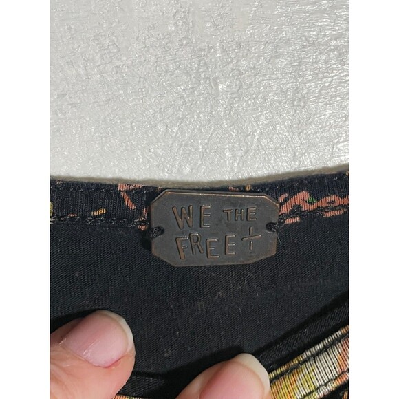 We The Free People Yellow Floral Off Shoulder Top S/M Bell Sleeve Boho Blouse - Picture 6 of 11